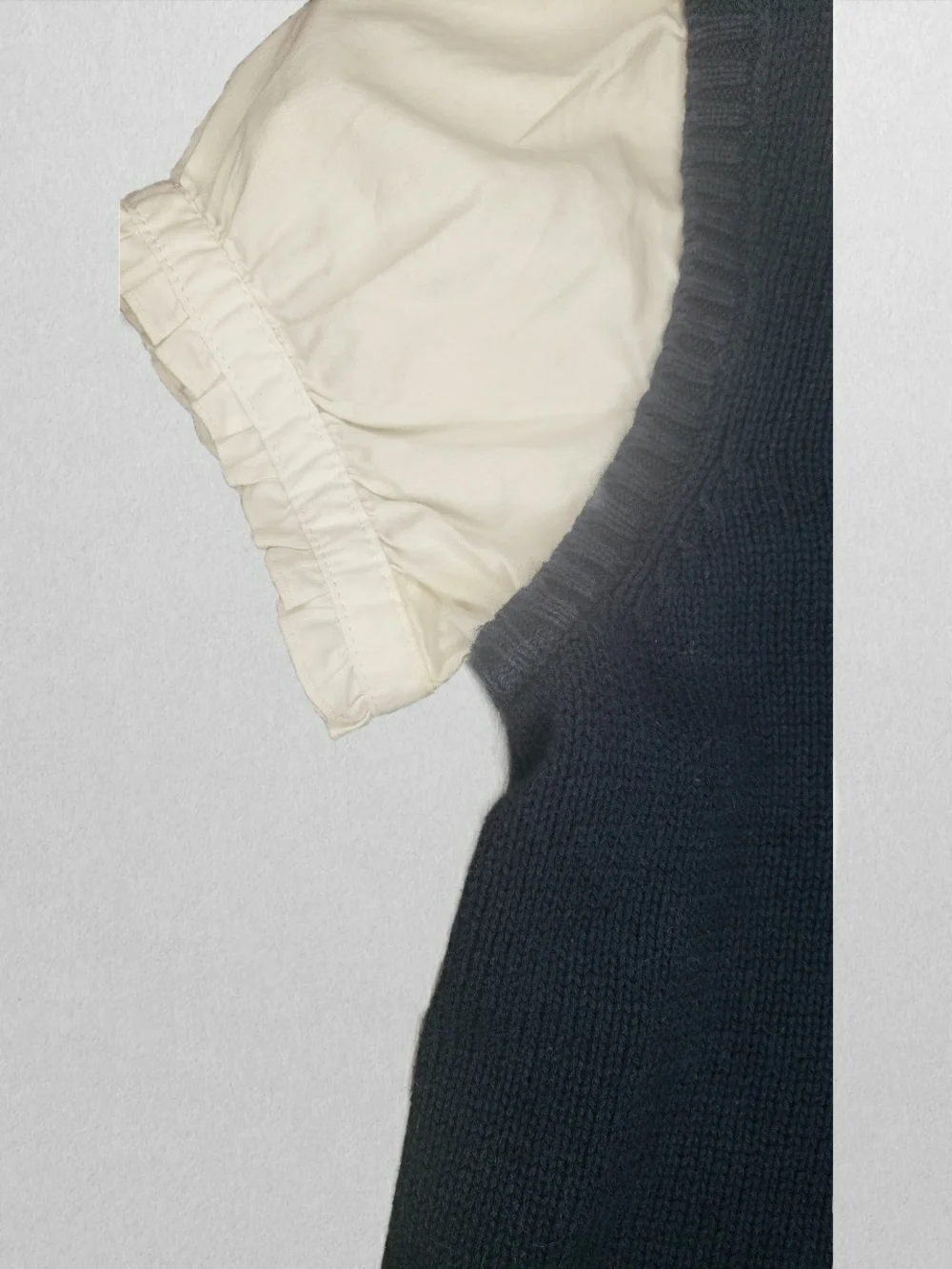 The Children's Place Navy Knit Vest with Cream Ruffled Blouse